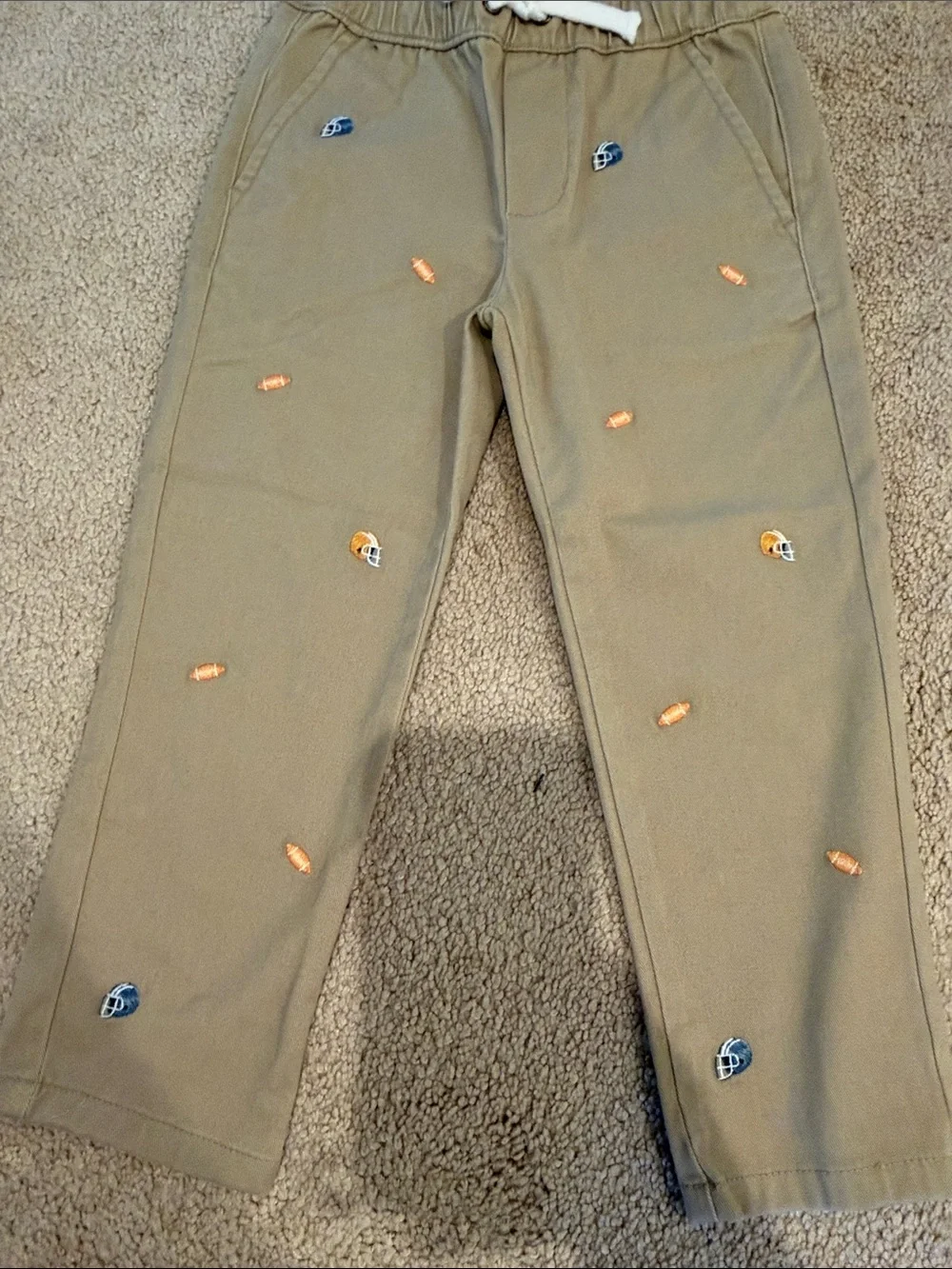 Janie and Jack Blue Football Top with Olive Embroidered Joggers